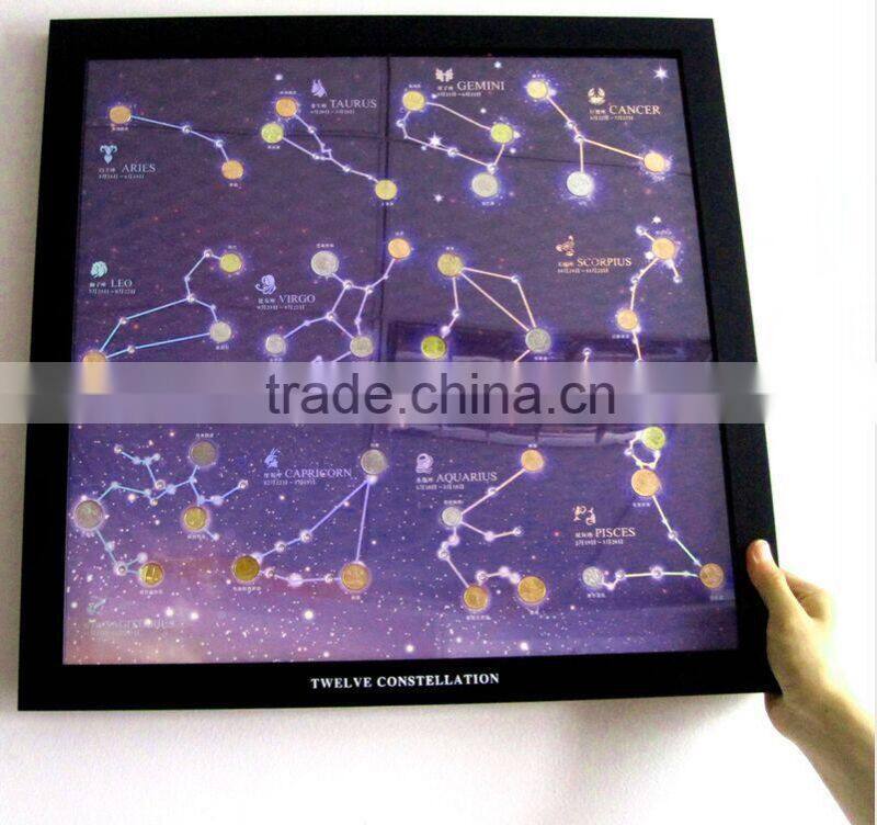 Interior wall mural with coin flower decoration