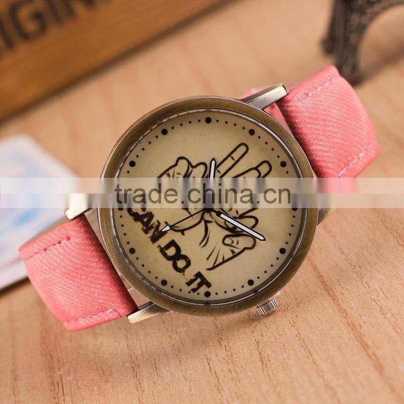 2016 Vintage Fashion watch,i can do it leather watch jewelry