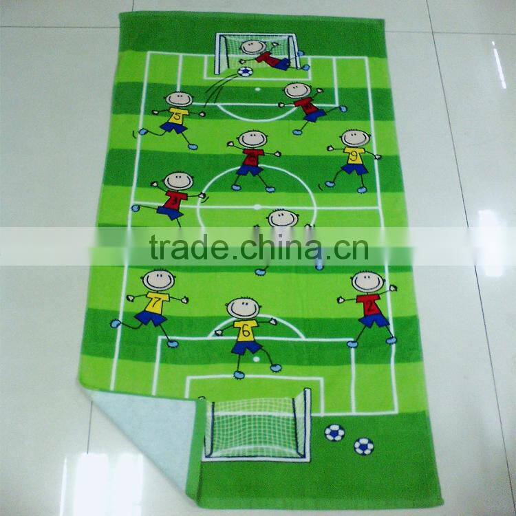 2015 fashion football beach towel of green color with custom design