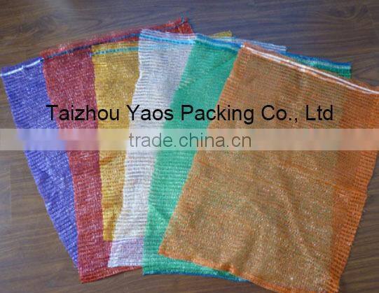 PE raschel knitted plastic mesh bag onion orange potato mesh bag