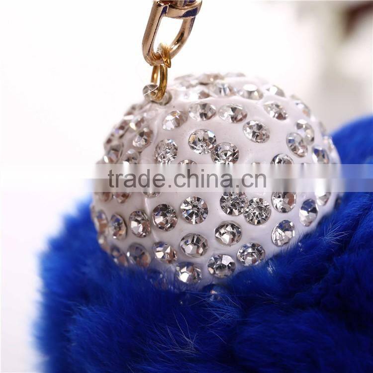 Royal Blue Rabbit Fur Pompom Valentine's Day Gift Keychain
