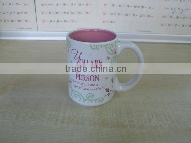 Inner Green Glazed Stoneware Promotional Mug for Brithday Gift