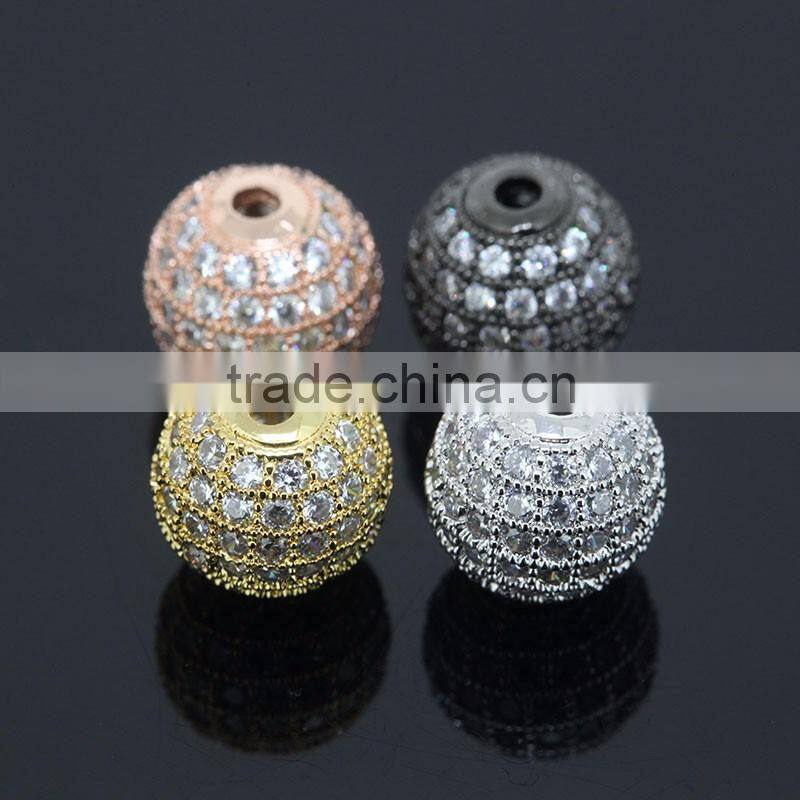 Grade AAA 8mm Natural White Zircon Balls With 24k Gold Plated CZ Jewelry