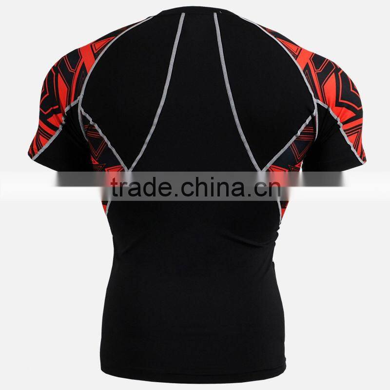 Compression base layer skin tight short sleeve athletic wear with low moq