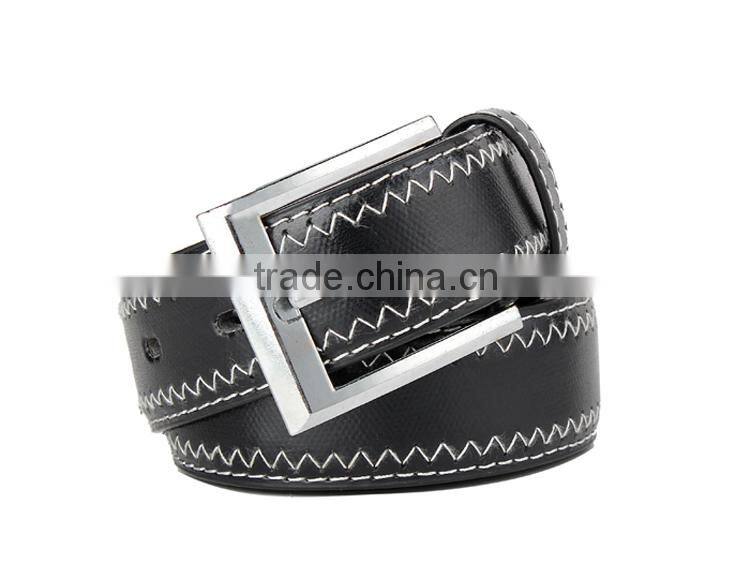 Wholsale Black Color Sewing Mans Belt PU Material Belt