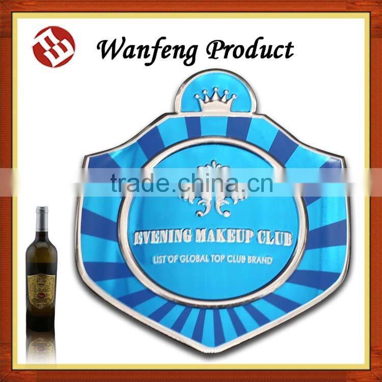 new design debossed wine label, 3D 2D metal logo wine lable