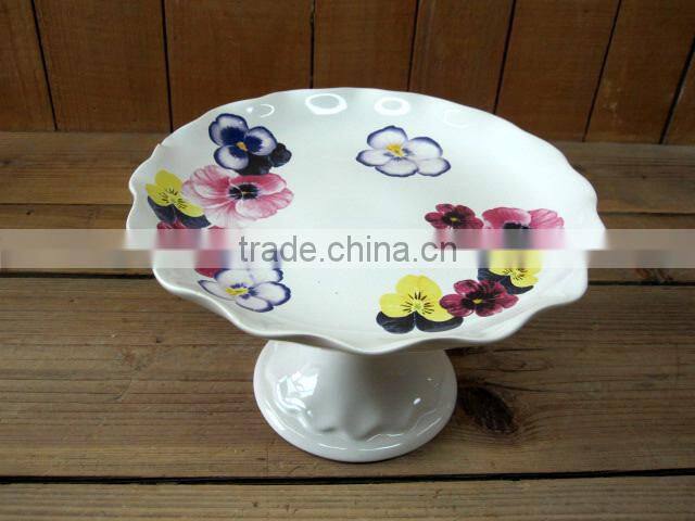 Flower Decal Dolomite Material Cake Plate with Stand Manufacturing