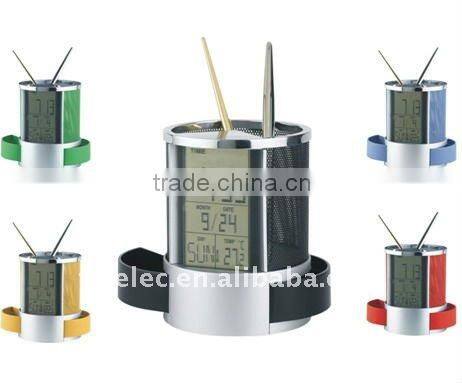 clock,LCD clock with pen holder