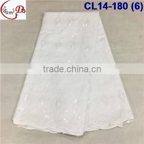 CL14-180(4) 2016 multi-color cotton with sequinse lace hot sales lace African cotton/swiss lace fabric for man and woman