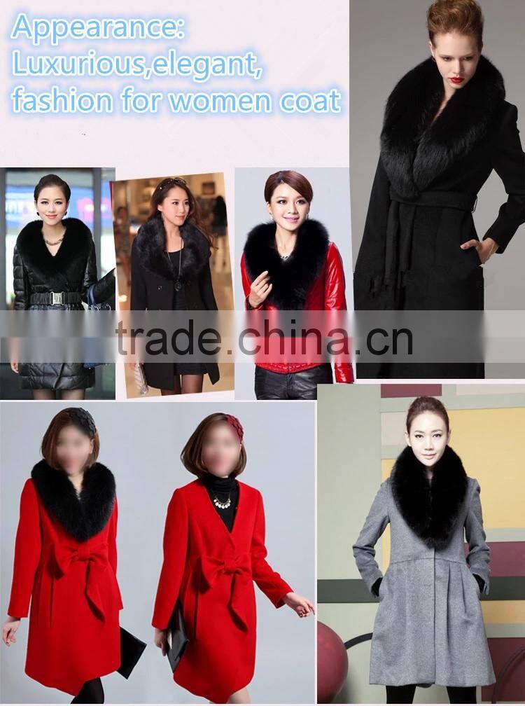 Popular Real Whole Skin Black Fox Fur Accessories Collar For Down Jacket