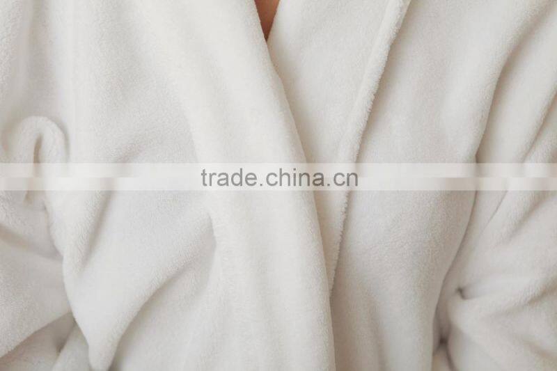 100% Polyester Coral Fleece Bathrobe White Home Robe