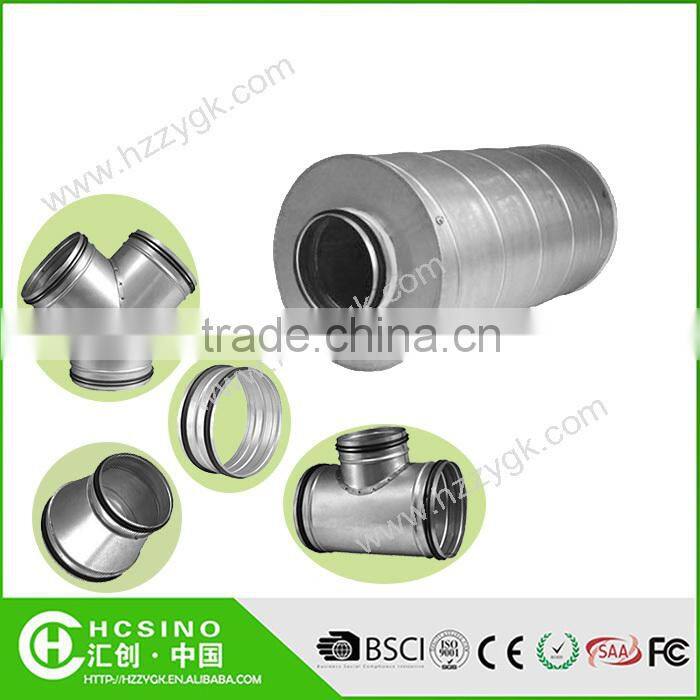 Ducting Fitting Galvanized Steel Y Tee, 3-Way Tube Duct Fitting Connector