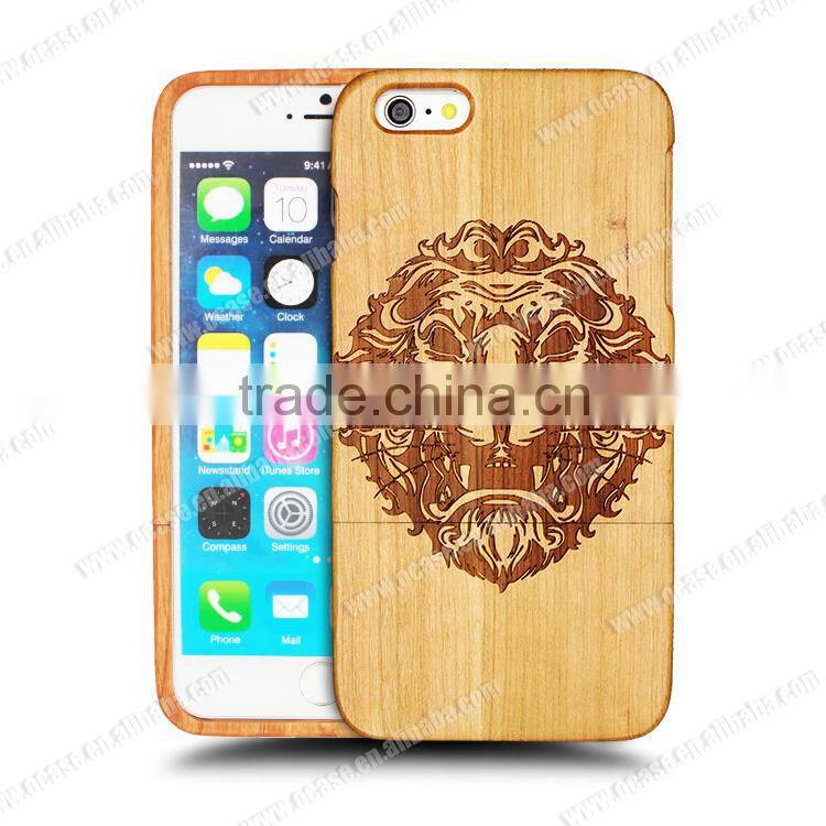 Universal Charming Engraving Durable wood phone case for Iphone 6 in two parts