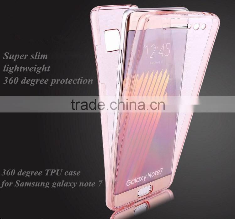 hot selling for galaxy note 7 tpu full cover case, 360 degree tpu protective case for samsung note 7
