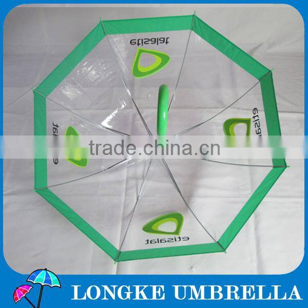 24" straight green color transparent clear auto open customized umbrella