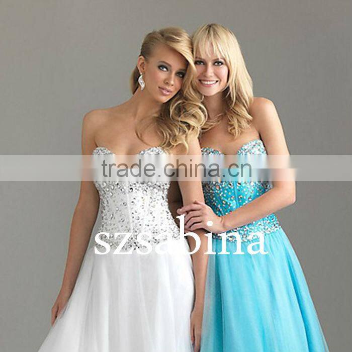Wholesale Custom Made Sexy Sweetheart Blue Chiffon Crystals Homecoming Dress