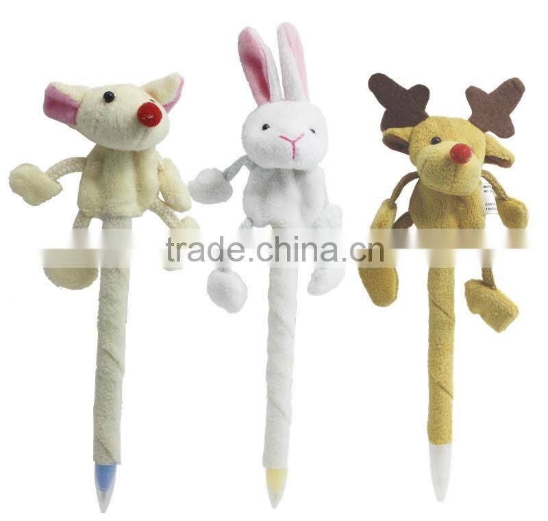 cute colorful animal pen/dog pen/animal design plush ball pen
