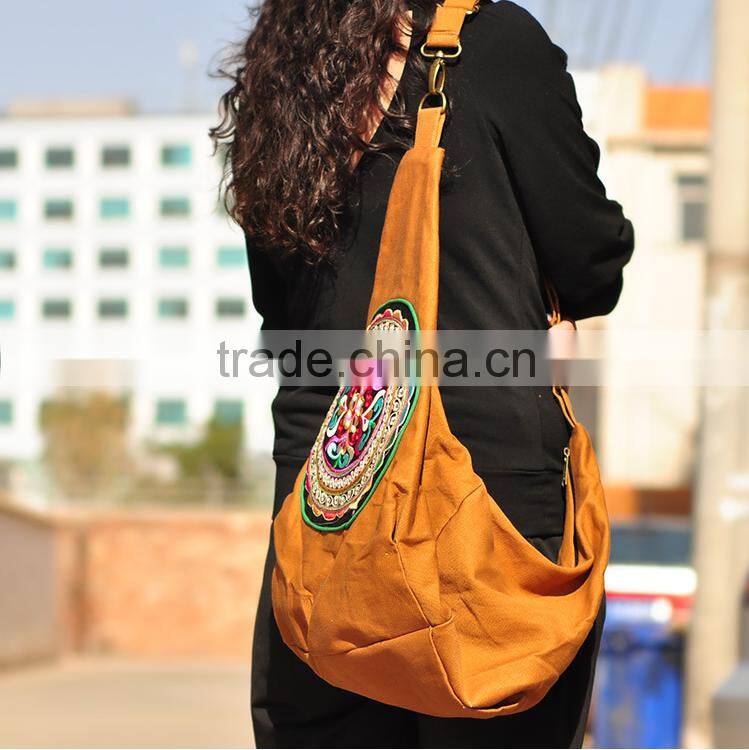 Wholesale Designer Thai Cotton Hobo Sling Bag Crossbody Bag Canvas Embroidery Bag