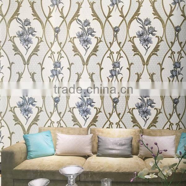 deep embossed home decor vinly wallpaper with beautiful European flowers