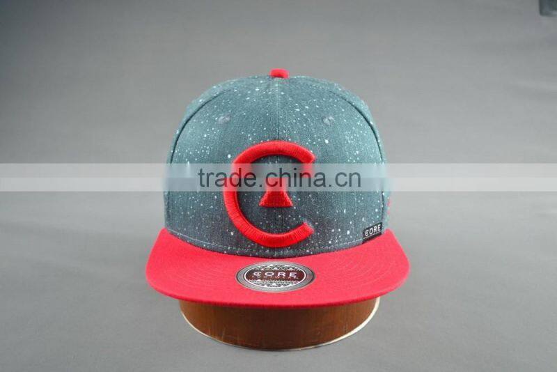 Custom 100% cotton twill 6-panel hats snapback cap with 3D embroidery