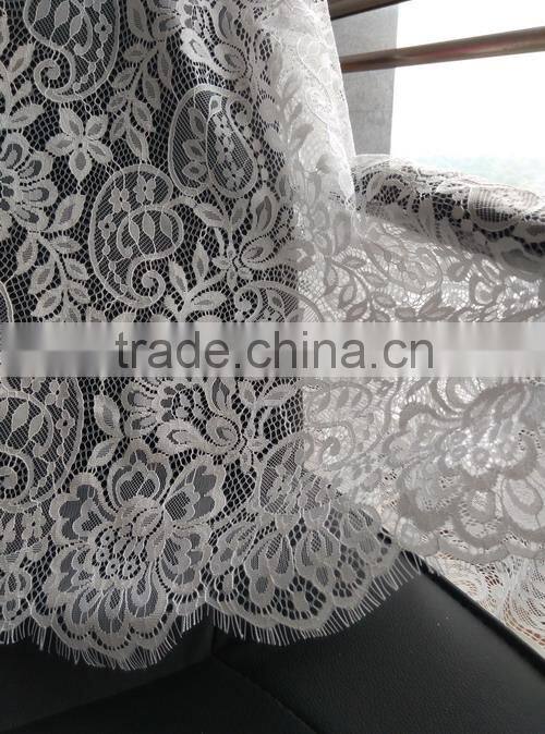 white quipure eyelash lace fabric for girl dress