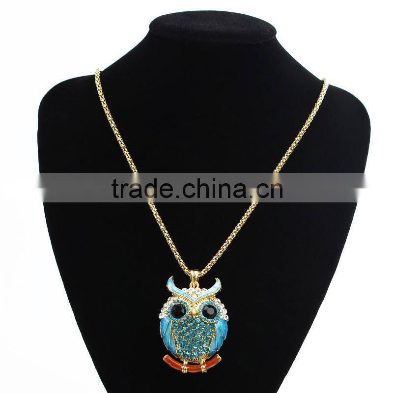 MYLOVE high quality colorful rhinestone owl necklace
