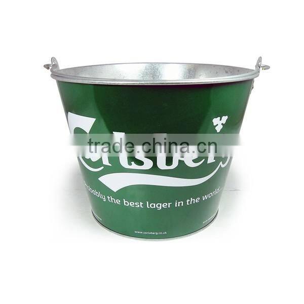 5L Galvanized Color with decal logo tin Ice Bucket