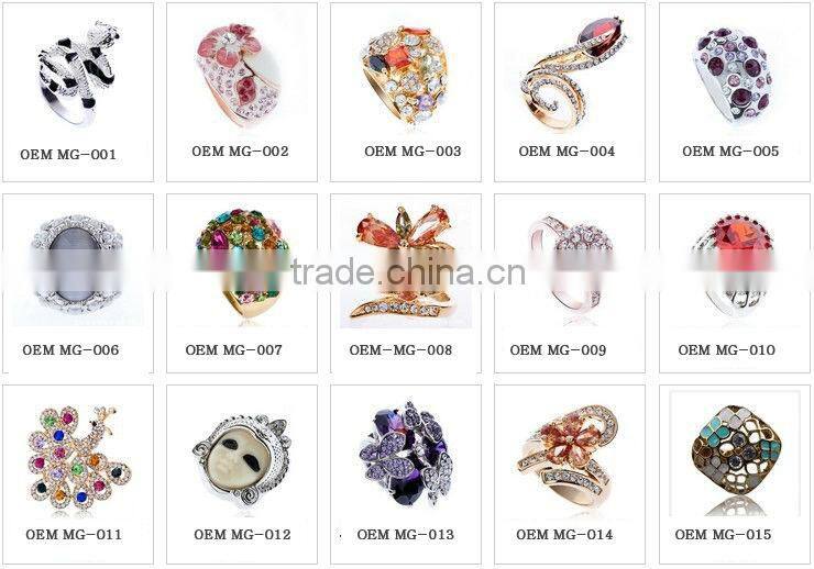 Wholesale OEM New Gold Plated Exaggerate Ring With Blue Stone