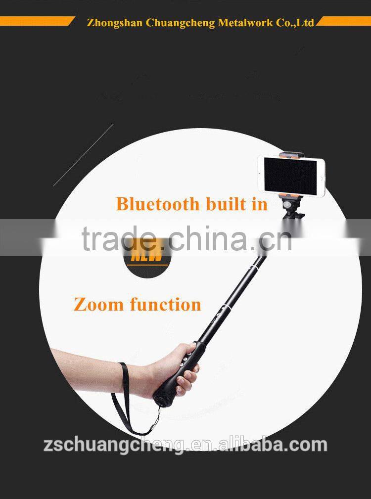 2016 new style aluminum tube selfie stick the best choice for gift monopod with bluetooth built in