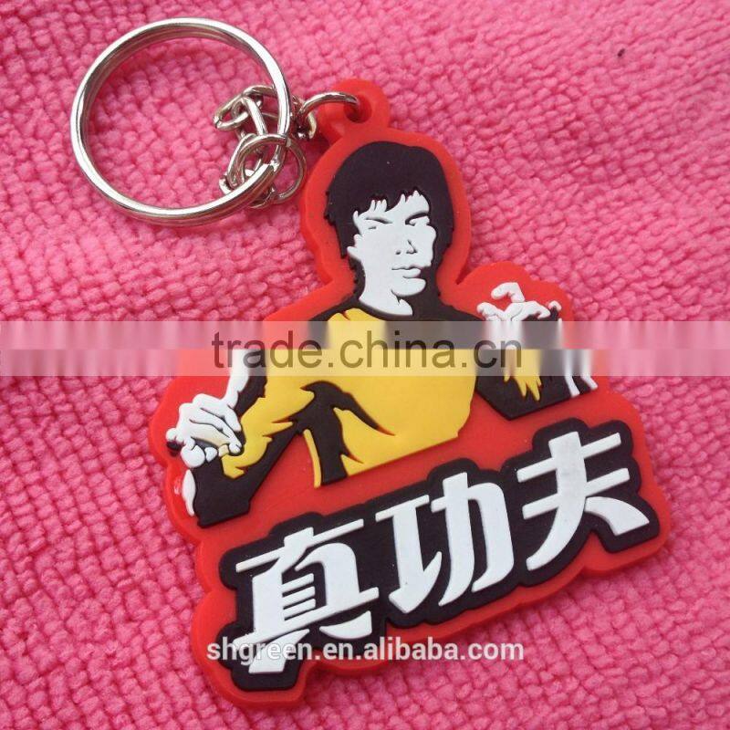Hot sale PVC rubber keyring with both logos