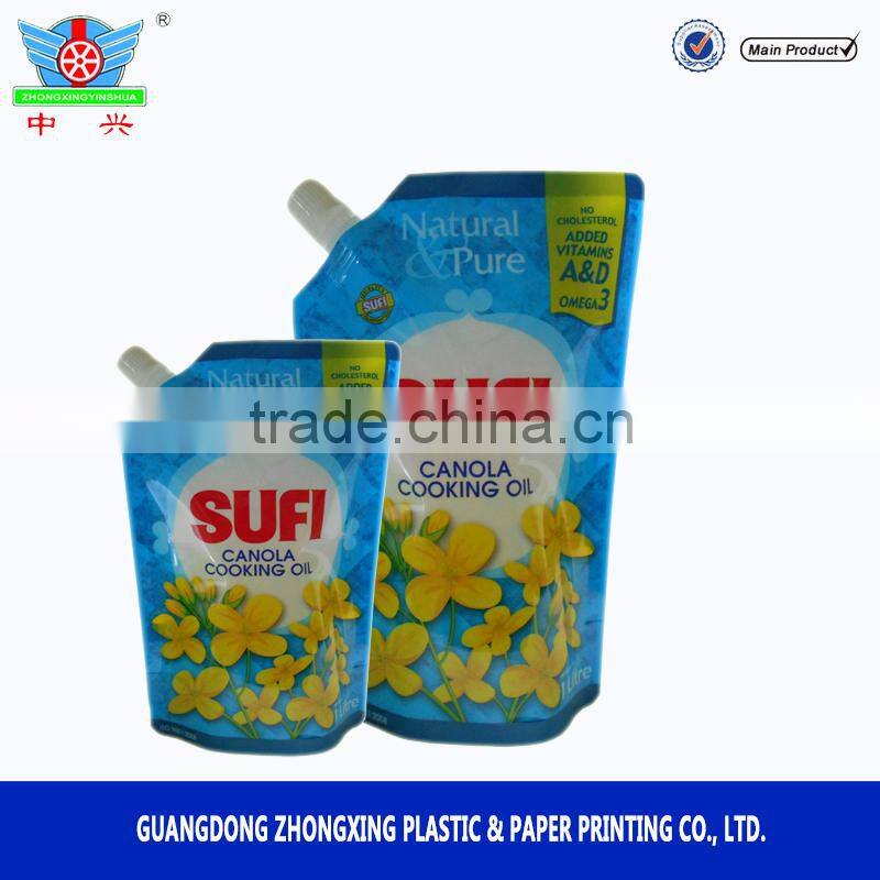 High quality aluminum foil water pack spout bag / custom printed stand up pouch with corner spout