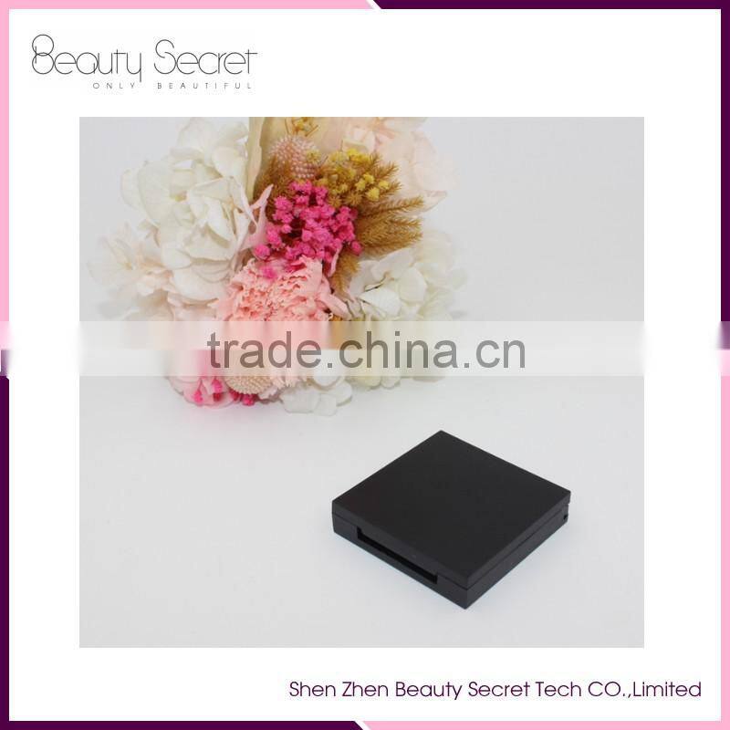 Empty Shiny Black Mineral/Mirrored Makeup Powder Compact w/Pan - 57 mm