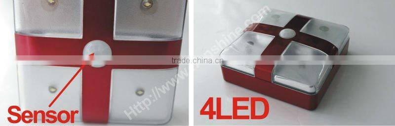 hot square gift box shaped 240v sensor light with 4led