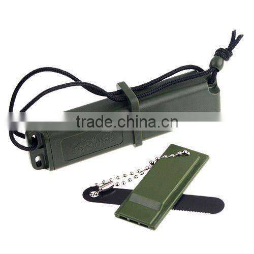 Green Outdoor Survival Dagger Flint Stone Fire Maker With Whistle
