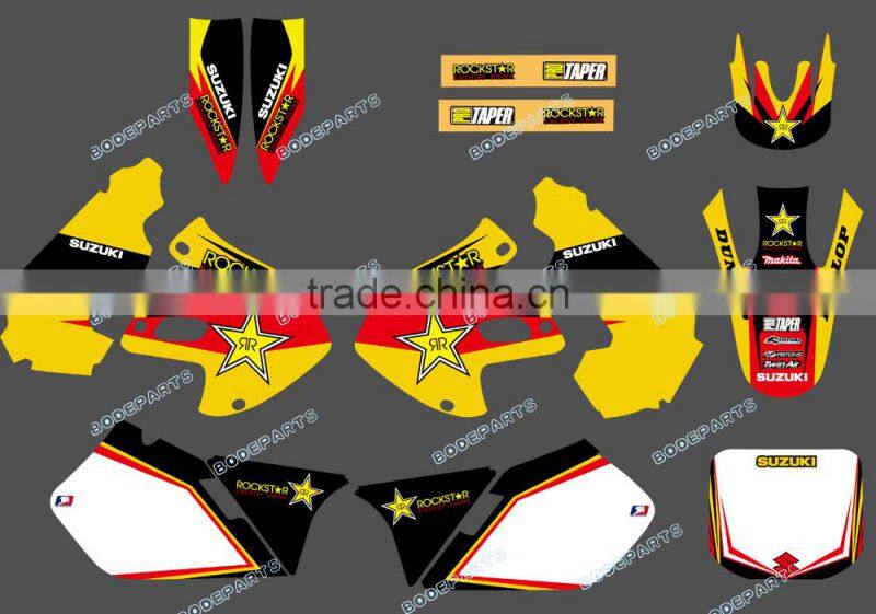 New Style (yellow star) TEAM DECALS STICKERS Graphics Kits for SUZUKI RM125 RM250 1999 2000 DST0156