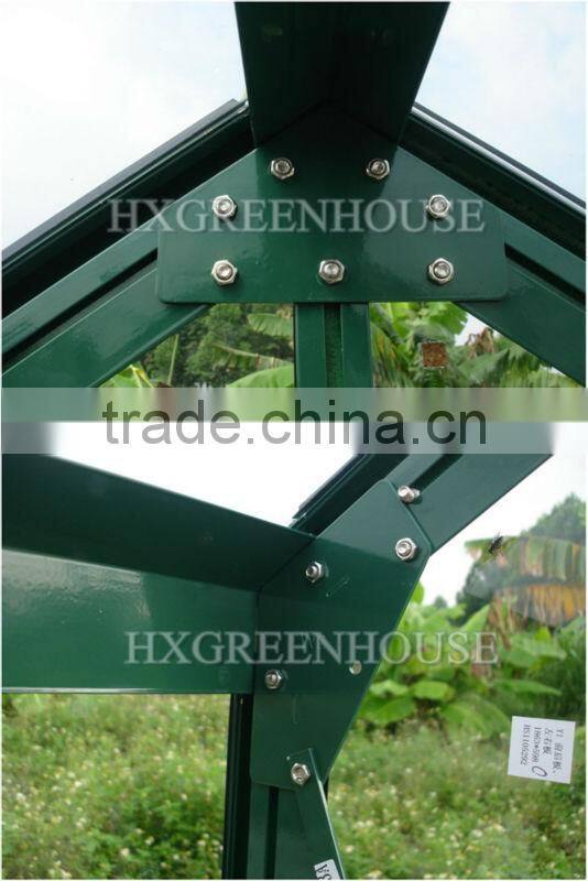 High performance green/gray powder coated alumin glass agricultural greenhousesum large