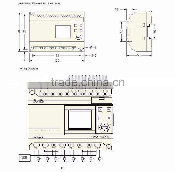 AF-20MR-D DC power supply 6 point DC input (analog) 4 point relay output Micro PLC mini air conditioning plc controller