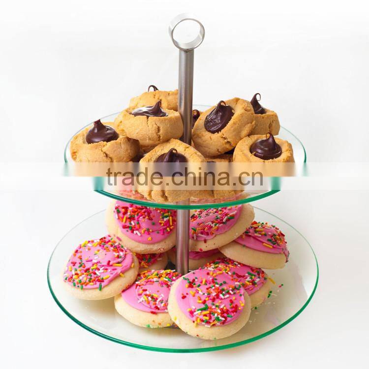 2 Tier Round Glass Buffet and Dessert Stand