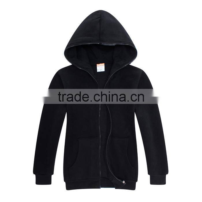 2015 sublimation 100% combed cotton plain black zipper hoodie for sale