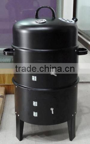 black steel 3-in-1 BBQ smoker