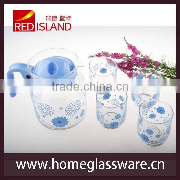 1.2L glass pitcher and 4pcs tumbler glass cup drinking set
