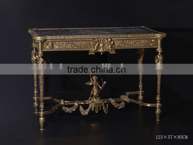 Carved Wooden Golden Console Table, Luxury Living Room Furniture Sofa Table, Hallway Entry Table Console Furniture