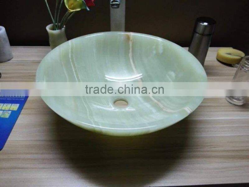 Round shape green onyx polished sinks and basins