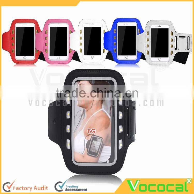 Sport Running Cycling Jogging Armband Arm Band Case Cover Skin with Key Holder and LED Light for iPhone 6 Plus / 6S Plus 5.5 Inc