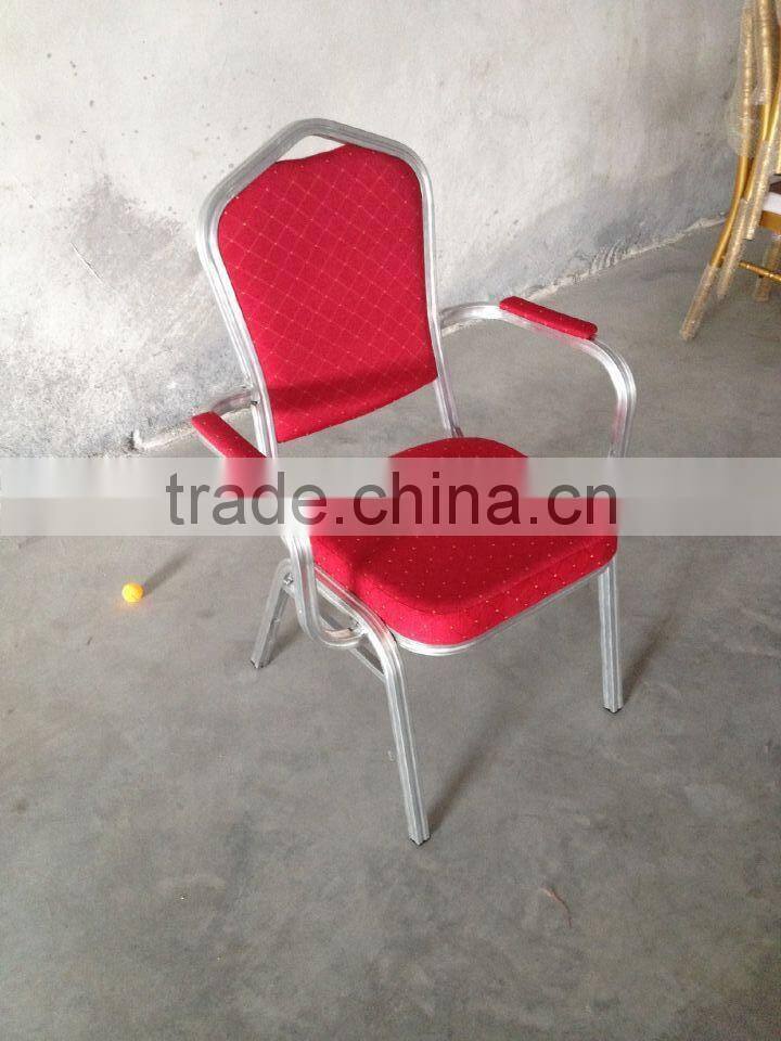 Hot sell Aluminium armrest dining chair hotel chair with arm