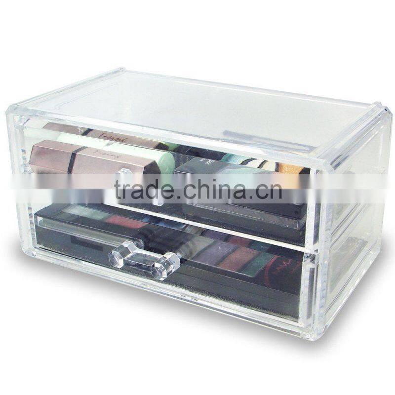 Jewelry and Cosmetic Storage Display Box , Clear Acrylic Three Drawer Cosmetic Organizer Makeup Case Holder Storage Box