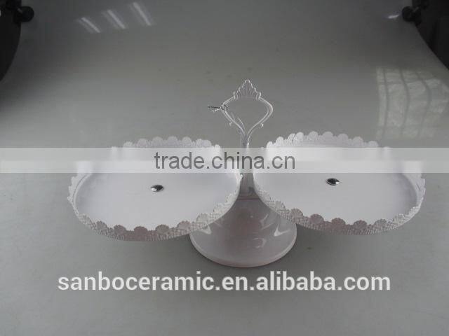 Lighted Acrylic Cake Stand , 2 Tier Cake Metal Stand in White Antique Color