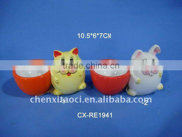 Ceramic rabbit easter egg cup holder