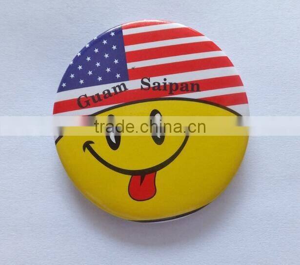 September smile face printed tin button reflective metal badge