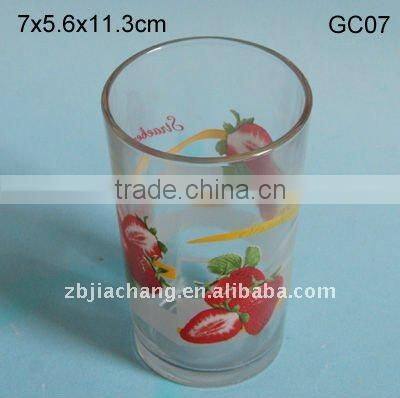 glass tea cup for water with fruit decal GC07